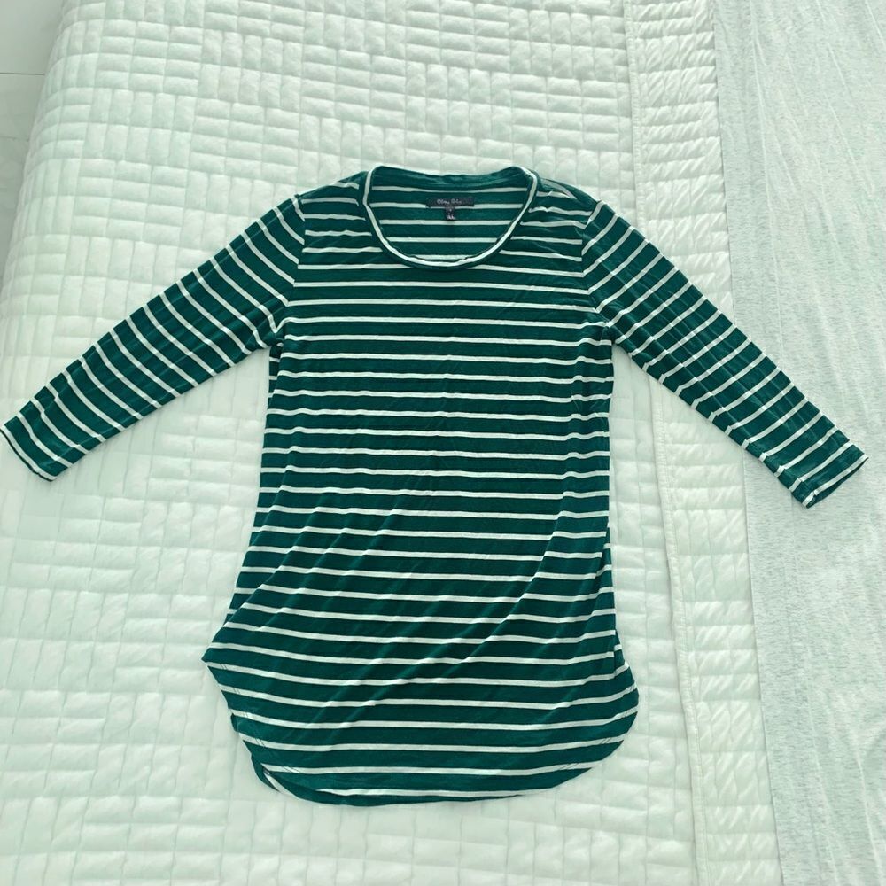 Green / White striped Jersey Stretch Top